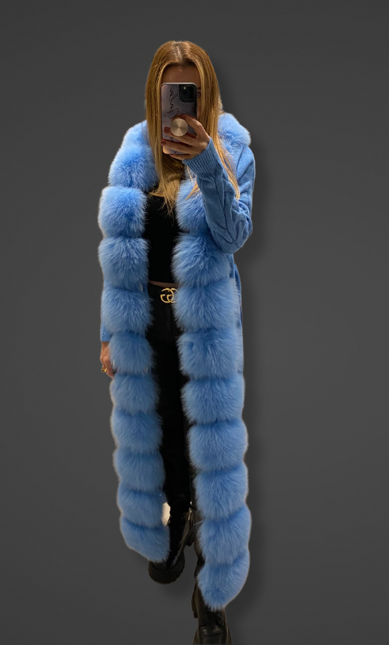 Cardigan Largo con Ribete de Zorro